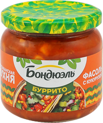 Изображение товара Фасоль красная БОНДЮЭЛЬ По-мексикански, с кукурузой в соусе Буррито, 350мл