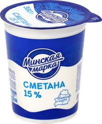 Изображение товара Сметана МИНСКАЯ МАРКА 15%, без змж, 380г
