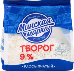 Изображение товара Творог рассыпчатый МИНСКАЯ МАРКА 9%, без змж, 350г
