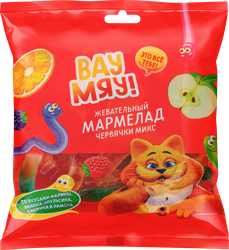 Изображение товара Мармелад жевательный ВАУ МЯУ! Червячки микс, 200г