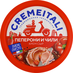 Изображение товара Сыр творожный CREMEITALI Крем сыр 60% с пеперони и чили, без змж, 140г