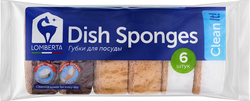 Изображение товара Губки кухонные LOMBERTA крупнопористые овальные, 9,5х6,5х3,2см, Арт. 724452, 6шт
