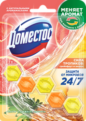 Изображение товара Блок для очищения унитаза ДОМЕСТОС Power 5 трио Свежесть цитруса, 50г