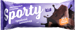 Батончик протеиновый SPORTY Тройной шоколад, глазированный, 40г