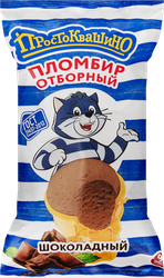 Мороженое ПРОСТОКВАШИНО Пломбир Отборный шоколадный 15%, без змж, вафельный стаканчик, 90г
