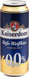 Изображение товара Пиво светлое безалкогольное KAISERDOM Hefe-Weissbier пастеризованное нефильтрованное неосветленное, 0.5л