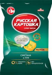 Изображение товара Чипсы картофельные РУССКАЯ КАРТОШКА со вкусом сметаны и лука, 230г