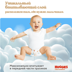 Трусики-подгузники для мальчиков HUGGIES Ultra Comfort, 3 6–11кг, 54шт