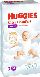 Трусики-подгузники для мальчиков HUGGIES Ultra Comfort, 3 6–11кг, 54шт
