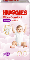 Трусики-подгузники для девочек HUGGIES Ultra Comfort 3 6–11кг, 54шт
