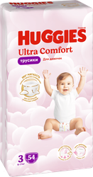Трусики-подгузники для девочек HUGGIES Ultra Comfort 3 6–11кг, 54шт