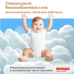 Трусики-подгузники для девочек HUGGIES Ultra Comfort 3 6–11кг, 54шт