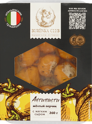 Изображение товара Антипасти BURENKA CLUB Желтый перчик с мягким сыром в масле, 260г