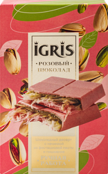 Изображение товара Шоколад розовый IGRIS с начинкой из фисташковой пасты и пишмание, 150г