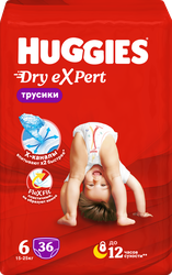 Изображение товара Подгузники-трусики HUGGIES Dry Expert 6 15–25кг, 36шт