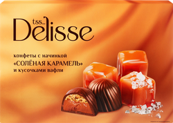 Изображение товара Набор конфет DELISSE с начинкой соленая карамель с вафлей, 155г