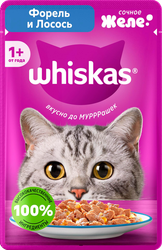 Корм д/кошек WHISKAS желе Форель и лосось