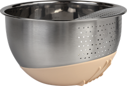 Изображение товара Миска-дуршлаг HOMECLUB Strain 22см, с наклоном, нержавеющая сталь, силикон, Арт. SSB-22