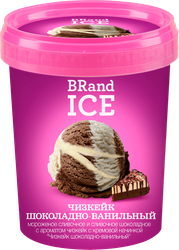 Мороженое BRAND ICE Чизкейк шоколадно-ванильный, с ароматом чизкейка с кремовой начинкой, без змж, пластиковый стакан, 250г