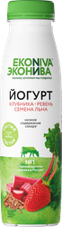 Йогурт ЭКОНИВА питьевой клубника ревень семена льна 2,5% ПЭТ без змж