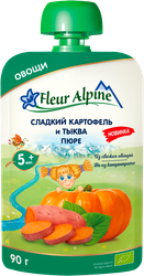Изображение товара Пюре овощное FLEUR ALPINE Сладкий картофель и тыква, с 5 месяцев, 90г