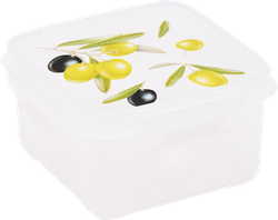Контейнер для СВЧ 4 FAMILY Fresh олива, квадратный, 0.6л