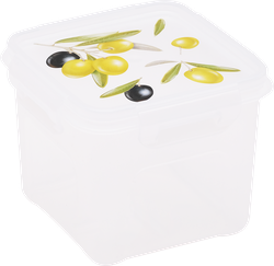 Контейнер для СВЧ 4 FAMILY Fresh олива, квадратный, 0.9л