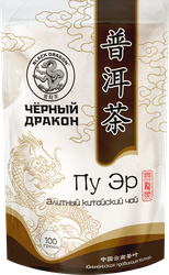 Изображение товара Чай черный ЧЕРНЫЙ ДРАКОН Пуэр байховый листовой, 100г