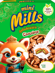 Изображение товара Готовый завтрак MINI MILLS Подушечки с начинкой со вкусом дубайского шоколада, 200г
