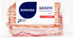 Изображение товара Бекон копчено-вареный BONVIDA нарезка, 400г