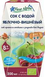 Сок FLEUR ALPINE Яблочно-вишневый с родниковой водой, с 8 месяцев, 200мл