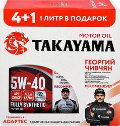 Изображение товара Масло моторное TAKAYAMA Adaptec 5W–40 A3/B4 SN/CF Акция, 4л+1л