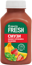 Изображение товара Напиток Смузи банан-клубника-базилик безалкогольный, негазированный ЛЕНТА FRESH, 300мл