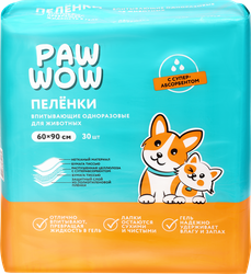 Изображение товара Пеленки одноразовые для животных PAW WOW впитывающие 60х90см, 30шт