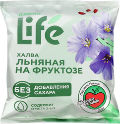 Изображение товара Халва льняная ЛЕНТА LIFE с семенами льна, на фруктозе, 200г