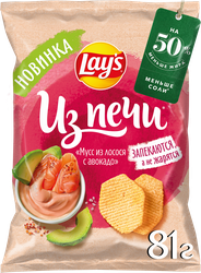 Изображение товара Чипсы картофельные LAY'S Из печи, со вкусом мусс из лосося с авокадо, 81г