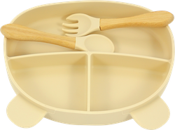 Изображение товара Набор посуды для детей BAMBOLINA тарелка, вилка и ложка, силикон, Арт. YN-KD152