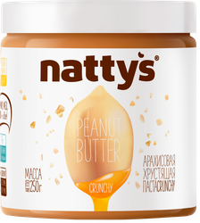 Паста арахисовая NATTYS Crunchy с кусочками арахиса и медом, 250г