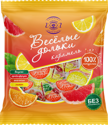 Карамель леденцовая ВЕСЕЛЫЕ ДОЛЬКИ микс со вкусом лимона, апельсина, грейпфрута, 300г
