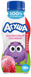 Изображение товара Йогурт питьевой АГУША Малиновый пломбир 2,7%, без змж, 180г
