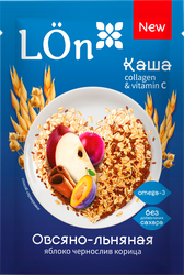Изображение товара Каша овсяно-льняная LON с яблоком черносливом и корицей, моментальная, 30г
