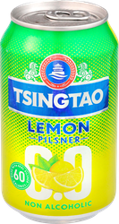 Изображение товара Пиво светлое безалкогольное Циндао с лимоном фильтрованное пастеризованное не более 0,09%, 0.33л