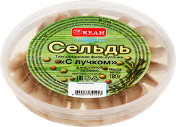 Изображение товара Сельдь слабосоленая ОКЕАН в масле с лучком, 180г