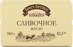 Изображение товара Масло сладкосливочное БРЕСТ-ЛИТОВСК 82,5%, без змж, 360г
