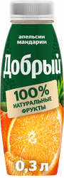 Изображение товара Напиток сокосодержащий ДОБРЫЙ Апельсин, мандарин, 0.3л