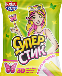 Изображение товара Карамель КАНДИ КЛАБ Супер Стик с 3D наклейкой, 5г