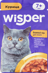 Изображение товара Корм влажный для кошек WISPER с курицей в желе, старше 7 лет, 75г