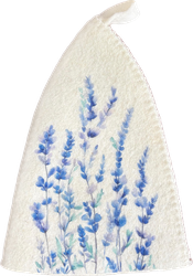 Изображение товара Набор для бани и сауны EVA Шапка и коврик, с принтом лаванда, в косметичке, Арт. Б1501Л