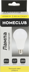 Изображение товара Лампа светодиодная HOMECLUB груша 20Вт E27 теплый свет, Арт. LED-A70-20E2727