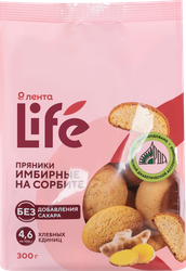 Изображение товара Пряники ЛЕНТА LIFE Имбирные, на сорбите, 300г